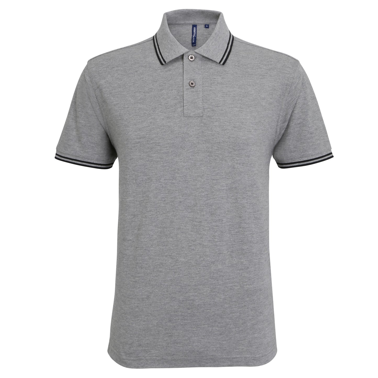 Heather Grey-Black - Front - Asquith & Fox Mens Classic Fit Tipped Polo Shirt
