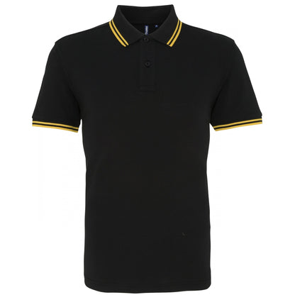 Black-Yellow - Front - Asquith & Fox Mens Classic Fit Tipped Polo Shirt