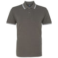 Charcoal- White - Front - Asquith & Fox Mens Classic Fit Tipped Polo Shirt