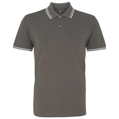 Charcoal- White - Front - Asquith & Fox Mens Classic Fit Tipped Polo Shirt