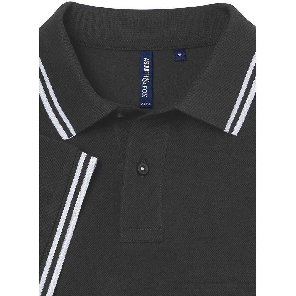 Charcoal- White - Back - Asquith & Fox Mens Classic Fit Tipped Polo Shirt