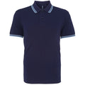 Navy- Cornflower - Front - Asquith & Fox Mens Classic Fit Tipped Polo Shirt
