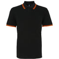 Black- Orange - Front - Asquith & Fox Mens Classic Fit Tipped Polo Shirt