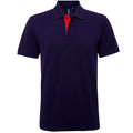 Navy- Red - Front - Asquith & Fox Mens Classic Fit Contrast Polo Shirt