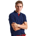 Navy- Red - Side - Asquith & Fox Mens Classic Fit Contrast Polo Shirt