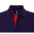 Navy- Red - Close up - Asquith & Fox Mens Classic Fit Contrast Polo Shirt