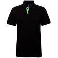 Black- Lime - Front - Asquith & Fox Mens Classic Fit Contrast Polo Shirt