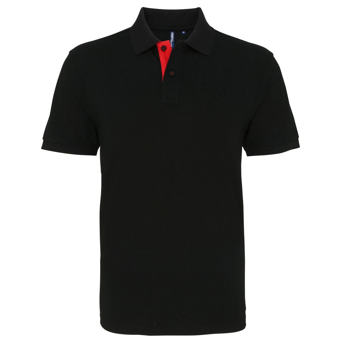 Black- Red - Front - Asquith & Fox Mens Classic Fit Contrast Polo Shirt