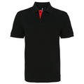 Black- Red - Front - Asquith & Fox Mens Classic Fit Contrast Polo Shirt