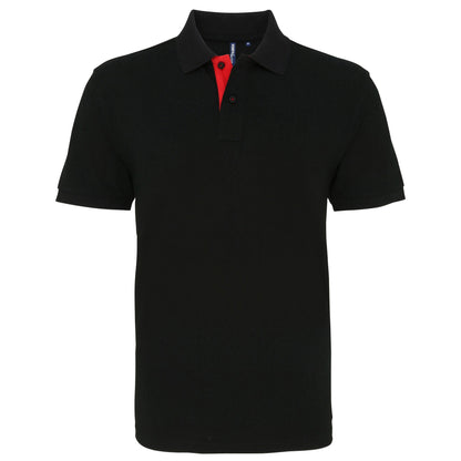 Black- Red - Front - Asquith & Fox Mens Classic Fit Contrast Polo Shirt