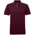 Burgundy- Charcoal - Front - Asquith & Fox Mens Classic Fit Contrast Polo Shirt