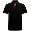 Black- Orange - Front - Asquith & Fox Mens Classic Fit Contrast Polo Shirt