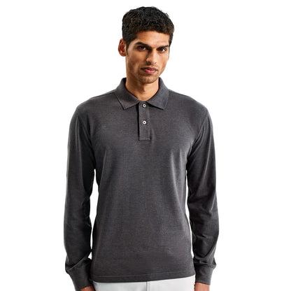 Charcoal - Front - Asquith & Fox Mens Classic Fit Long Sleeved Polo Shirt
