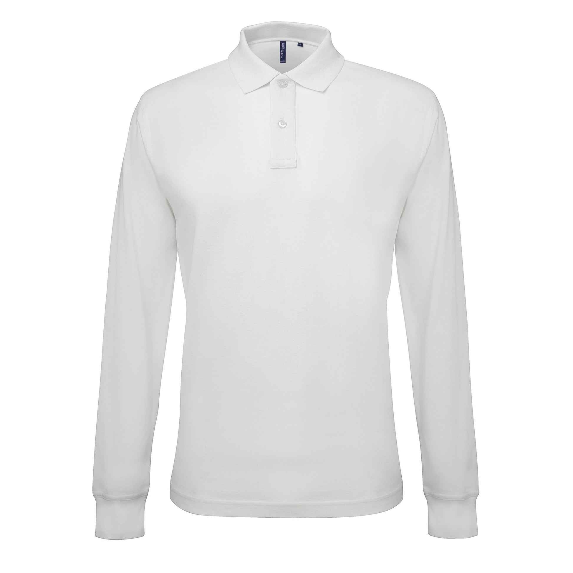 White - Front - Asquith & Fox Mens Classic Fit Long Sleeved Polo Shirt