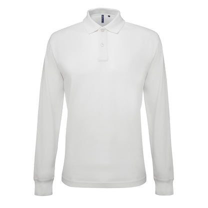 White - Front - Asquith & Fox Mens Classic Fit Long Sleeved Polo Shirt