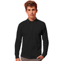 Black - Back - Asquith & Fox Mens Classic Fit Long Sleeved Polo Shirt