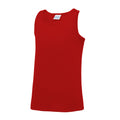 Fire Red - Front - AWDis Just Cool Childrens-Kids Plain Sleeveless Vest Top