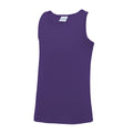 Purple - Front - AWDis Just Cool Childrens-Kids Plain Sleeveless Vest Top