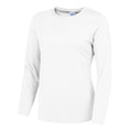 Arctic White - Front - AWDis Just Cool Womens-Ladies Girlie Long Sleeve T-Shirt