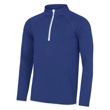 Royal Blue- Arctic White - Front - AWDis Just Cool Mens Half Zip Sweatshirt