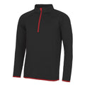 Jet Black- Fire Red - Front - AWDis Just Cool Mens Half Zip Sweatshirt