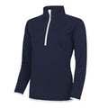 French Navy- Arctic White - Front - AWDis Just Cool Womens-Ladies Half Zip Sweatshirt