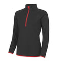 Jet Black- Fire Red - Front - AWDis Just Cool Womens-Ladies Half Zip Sweatshirt