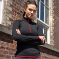 Jet Black- Fire Red - Back - AWDis Just Cool Womens-Ladies Half Zip Sweatshirt