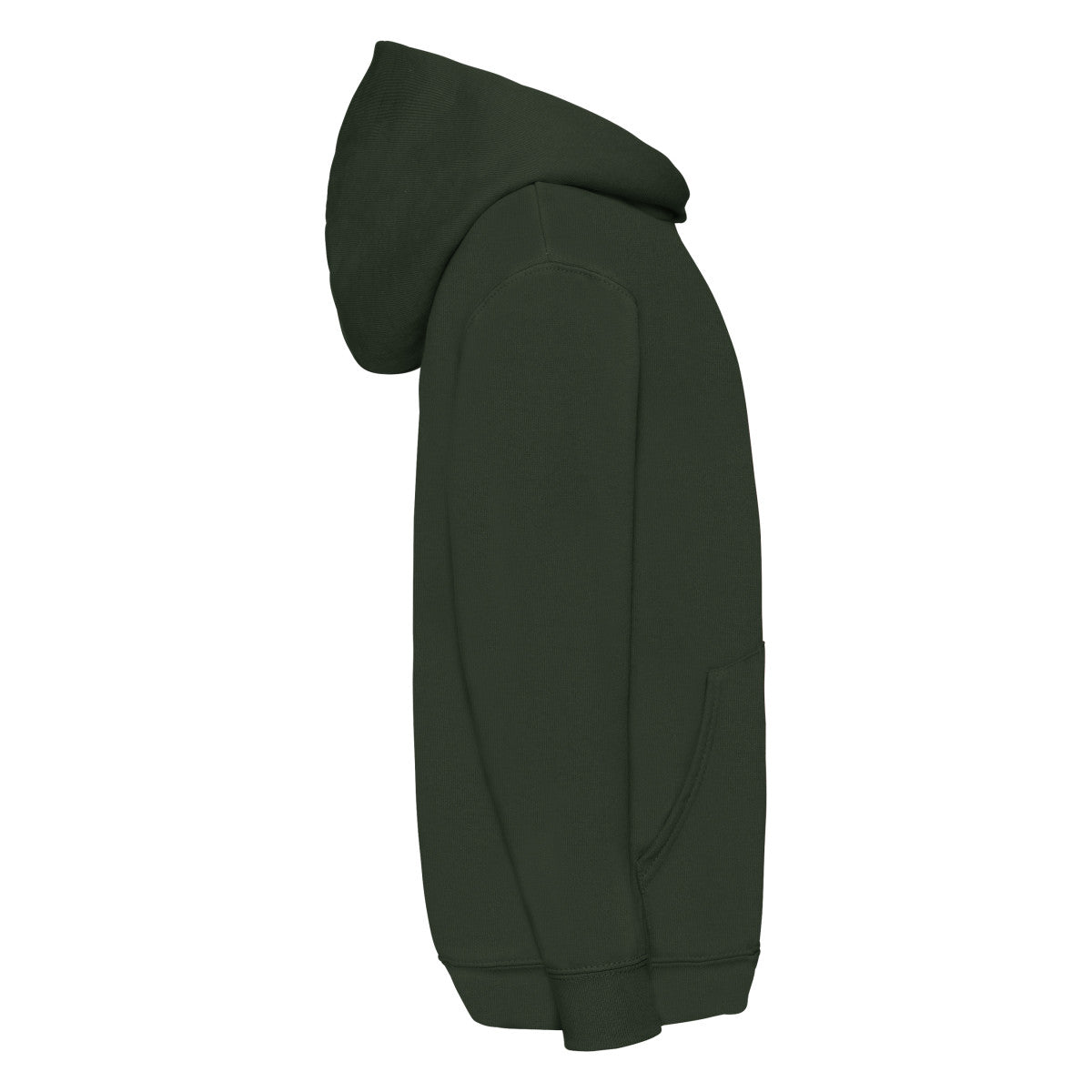 Bottle Green - Side - Fruit Of The Loom Older Kids Unisex Classic 80-20 Hoodie