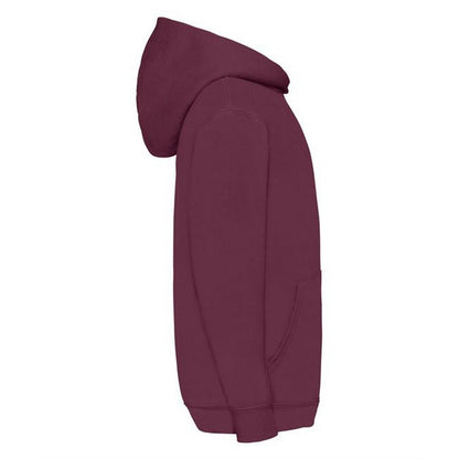 Burgundy - Side - Fruit Of The Loom Older Kids Unisex Classic 80-20 Hoodie