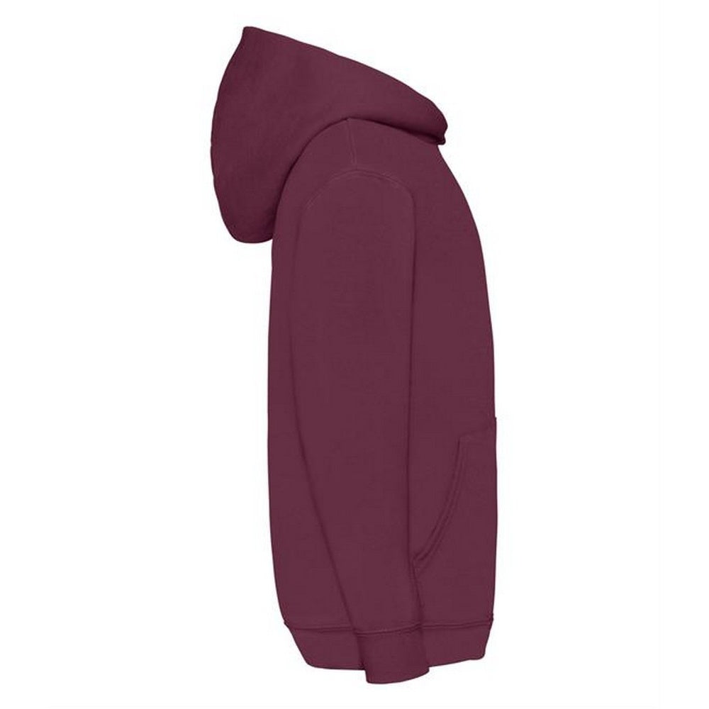Burgundy - Side - Fruit Of The Loom Older Kids Unisex Classic 80-20 Hoodie