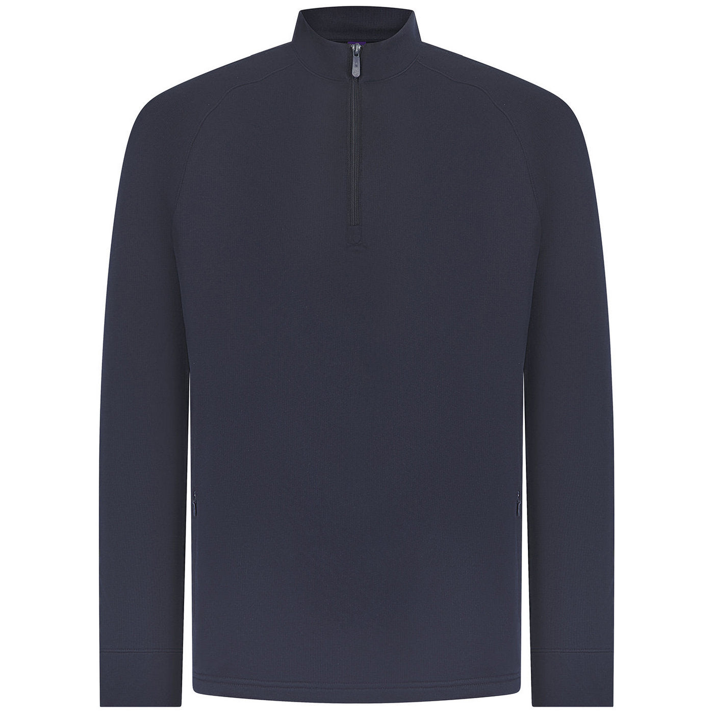 Navy - Front - Henbury Mens Quarter Zip Long Sleeve Top