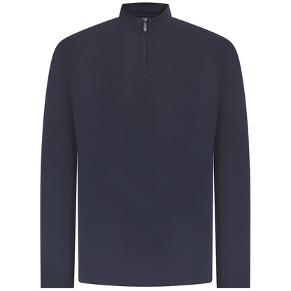 Navy - Front - Henbury Mens Quarter Zip Long Sleeve Top