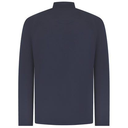 Navy - Back - Henbury Mens Quarter Zip Long Sleeve Top
