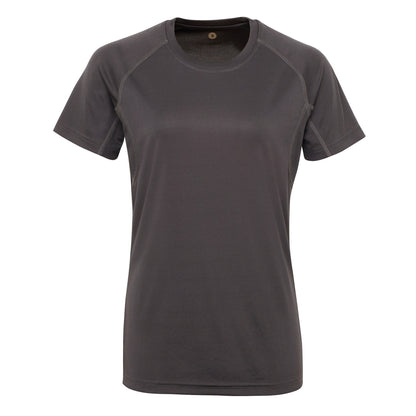 Charcoal - Front - Tri Dri Womens-Ladies Panelled Crew Neck T-Shirt
