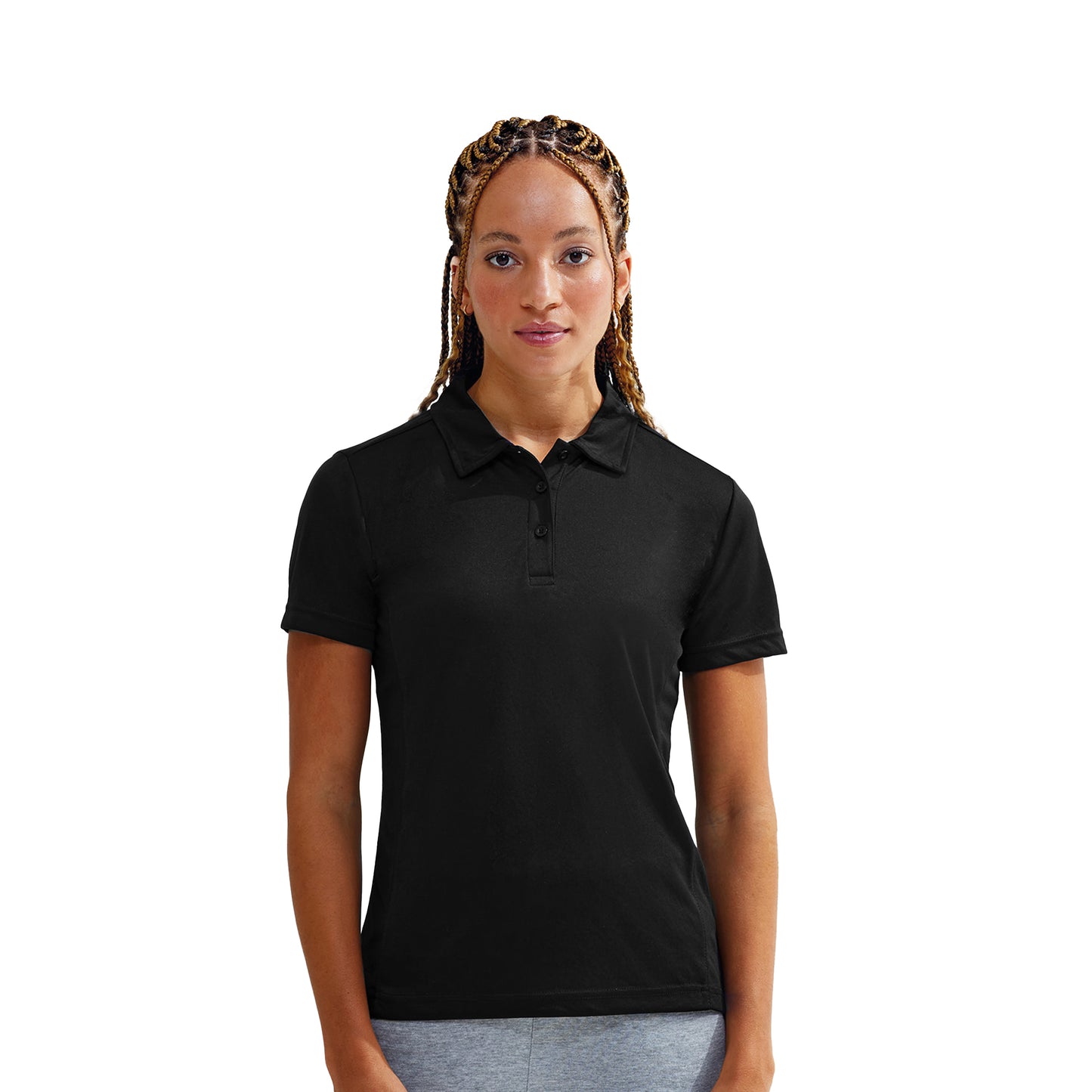 Black - Side - Tri Dri Womens-Ladies Panelled Short Sleeve Polo Shirt