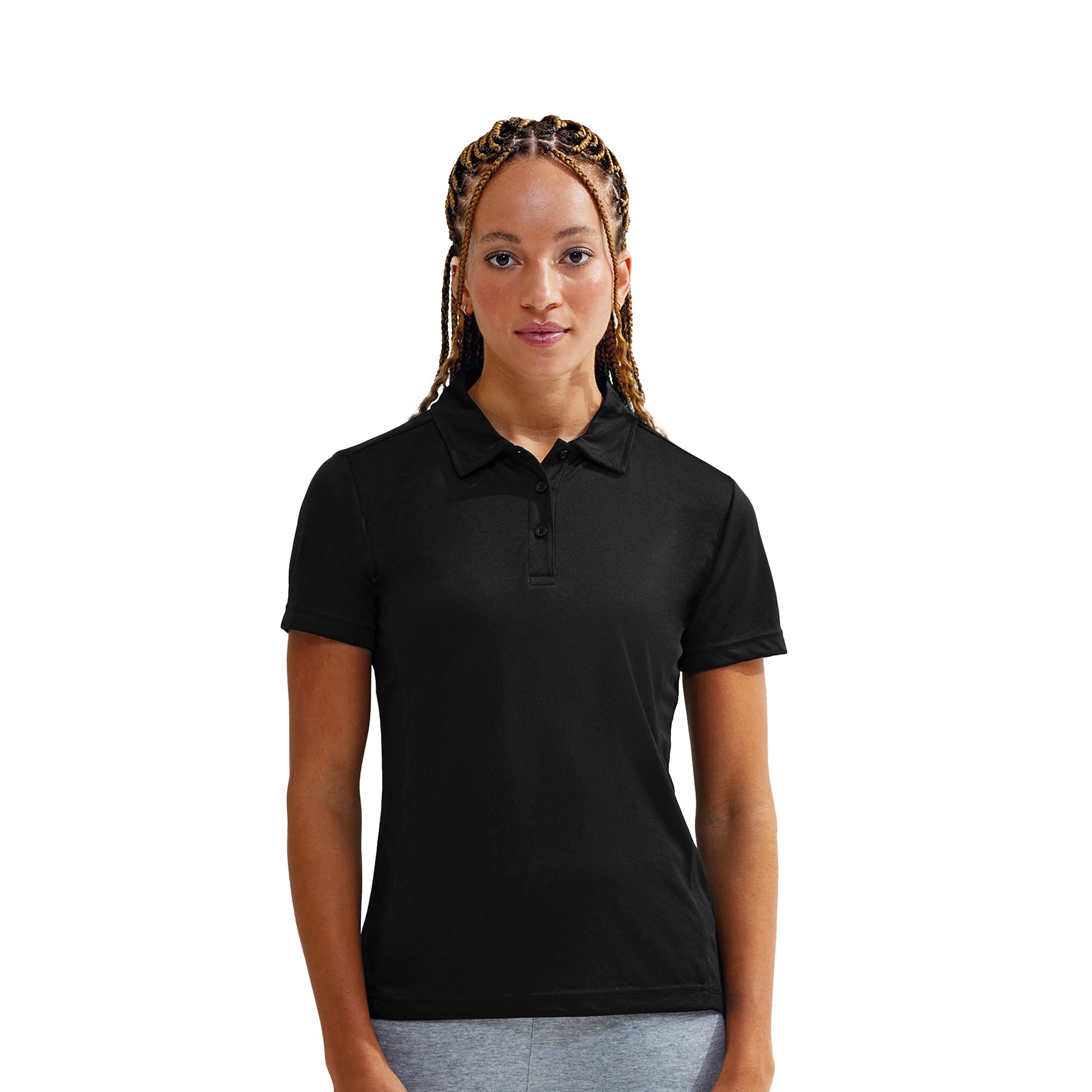 Black - Side - Tri Dri Womens-Ladies Panelled Short Sleeve Polo Shirt