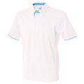 White- Sky Blue - Front - Front Row Mens Contrast Pique Polo Shirt