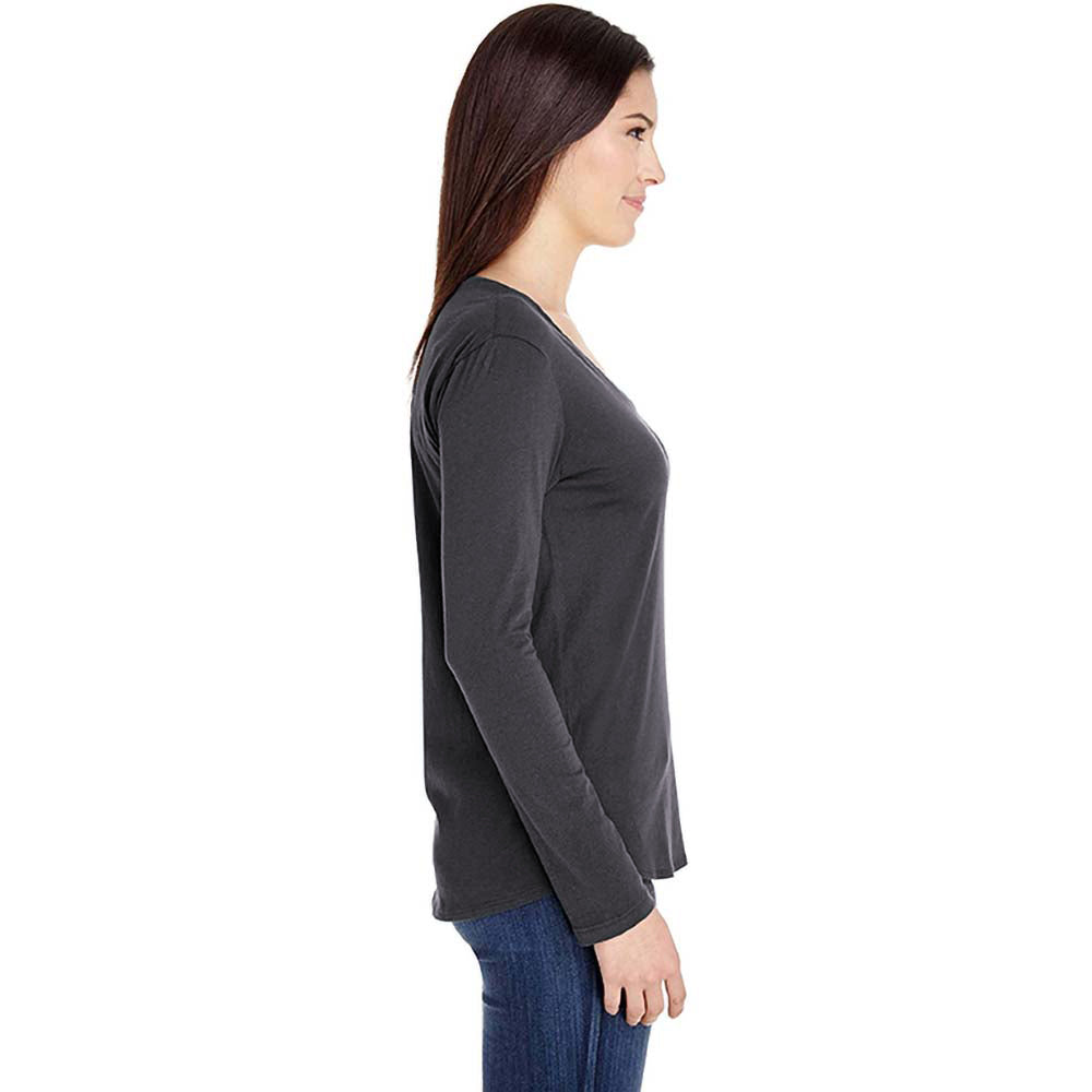 Coal - Side - American Apparel Womens-Ladies Long Sleeve Ultra Wash T-Shirt