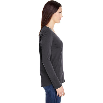 Coal - Side - American Apparel Womens-Ladies Long Sleeve Ultra Wash T-Shirt