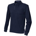 Navy - Front - Front Row Mens Super Soft Long Sleeve Rugby Polo Shirt
