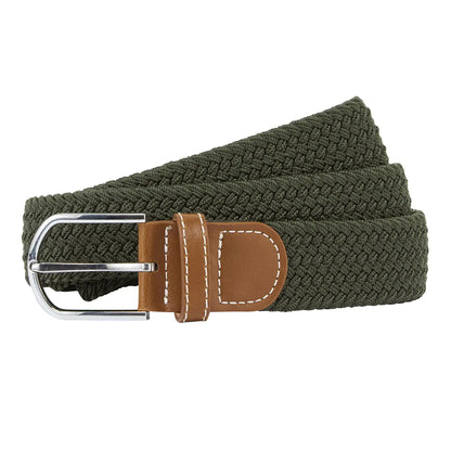 Olive - Front - Asquith & Fox Mens Woven Braid Stretch Belt