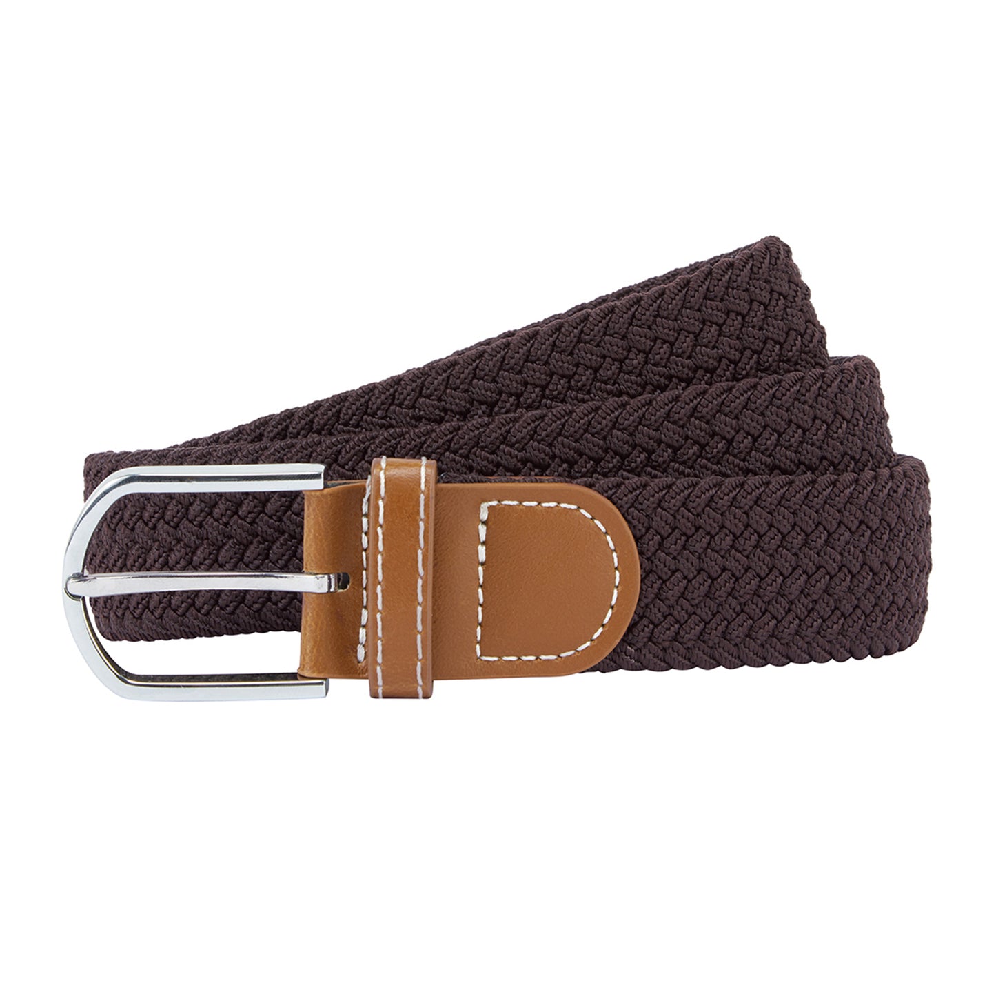 Brown - Front - Asquith & Fox Mens Woven Braid Stretch Belt