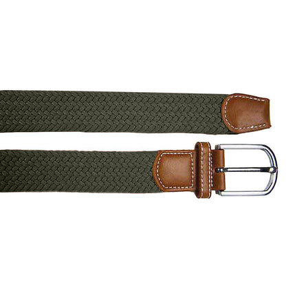 Olive - Back - Asquith & Fox Mens Woven Braid Stretch Belt