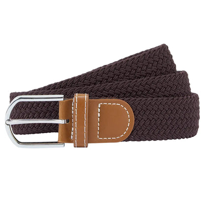 Brown - Front - Asquith & Fox Mens Woven Braid Stretch Belt