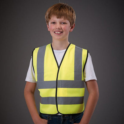 Yellow - Back - Yoko Hi-Vis Childrens-Kids Reflective Border Waistcoat