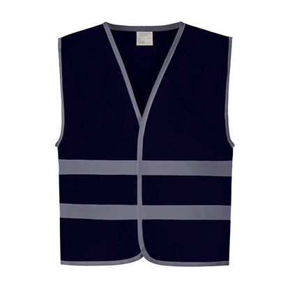 Navy - Front - Yoko Hi-Vis Childrens-Kids Reflective Border Waistcoat