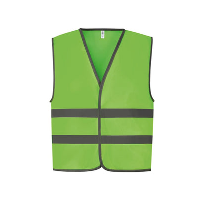 Lime - Front - Yoko Hi-Vis Childrens-Kids Reflective Border Waistcoat