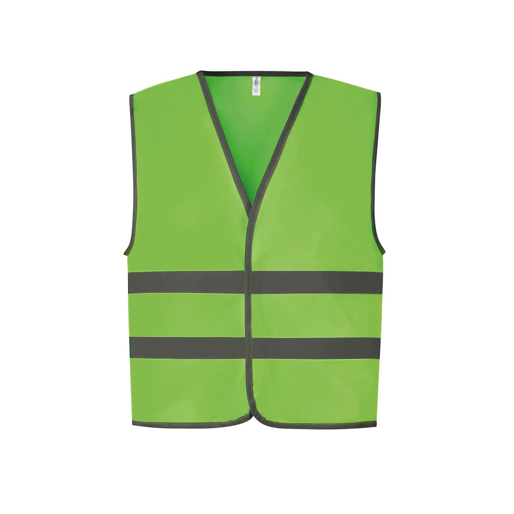 Lime - Front - Yoko Hi-Vis Childrens-Kids Reflective Border Waistcoat
