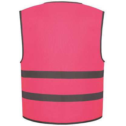 Fluorescent Pink - Back - Yoko Hi-Vis Childrens-Kids Reflective Border Waistcoat